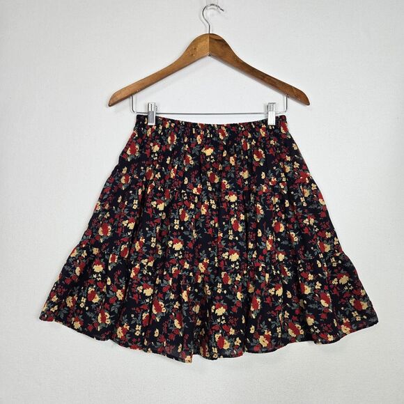 Vtg Campagnie Internationale Express Mini Full Skirt Sz M Floral Sheer Tiered - Picture 5 of 11